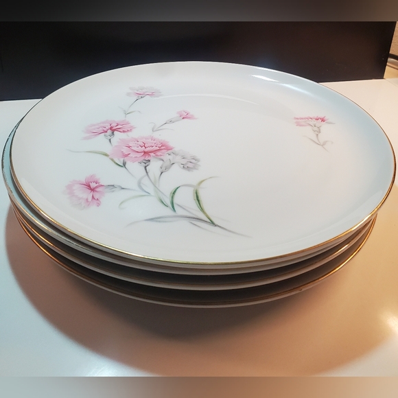 Royal Coart Fine China , Japan, Pink Cornation, Gold Trim,Dinner plates,set of 4 - Picture 7 of 9